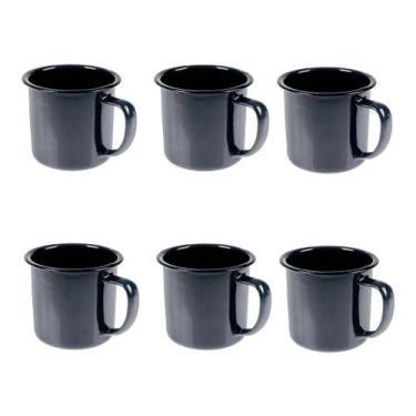 Imagem de Caneca Esmaltada Retro 350ml Vintage Jogo 6 Unidades - - Kadê, Preto