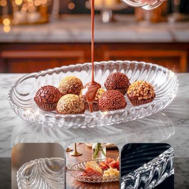 Imagem de Travessa Vidro Cristalino Perolada Centro Mesa Elegante - DOLCE HOME