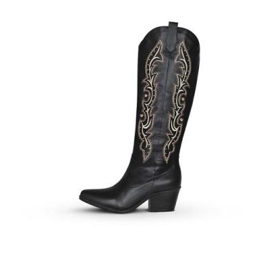 Imagem de Bota Cano Longo Texana Preto Cor:PretoTamanho:34 - Valência, Preto, 39