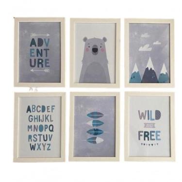 Imagem de Quadro Infantil Urso 6 Un A4 Vidro E Pendurador. - SHOPPINGNET