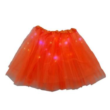 Imagem de Saia Tule Iluminada LED 30cm Festa - Dreaminbox, Laranja