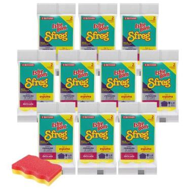 Imagem de Esponja Esfrebom Sfreg Limpeza Delicada Dupla Face - 10 Pac - Betanin