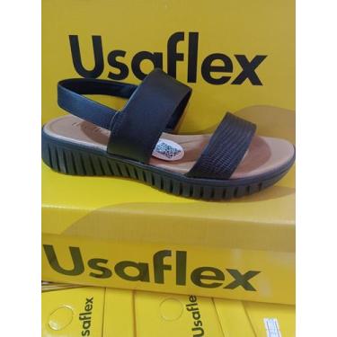 Imagem de Sandália Salto Anabela Tira Fofa Couro MA12004 - Usaflex, Preto, 36