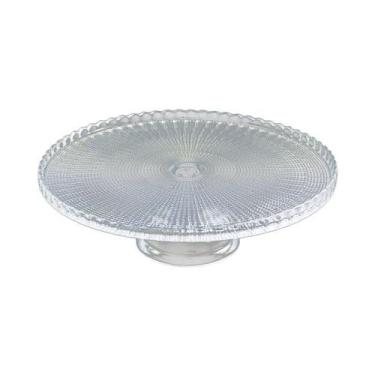 Imagem de Prato para Bolo com Pé  Eternity Transparente  com Borda32 cm - Vylux
