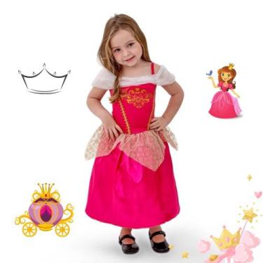 Imagem de Fantasia Princesa Aurora Rosa Infantil Helanca Menina Linda - Anjo Fan
