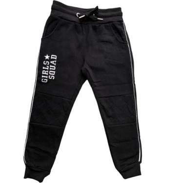 Imagem de Calça Moletom Infantil Menina Olyns Flanelada Kids Premium, 10, Preto