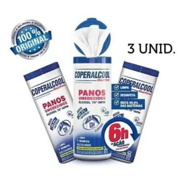 Imagem de Kit 3 Pano Limpeza Umedecido Higiene Multiuso Coperalcool - COALA