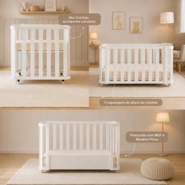 Imagem de Berço Evolutivo 3 em 1 Branco em MDF com Mini colchão incluso Marca Qu