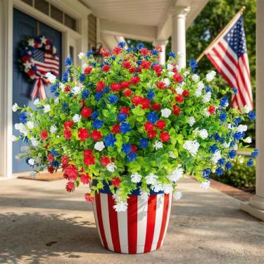 Imagem de Flores Artificiais Hananona 24 Unidades Vermelho Branco Azul 35 cm