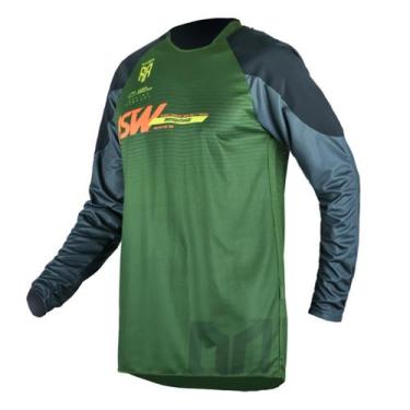 Imagem de Camisa Motocross Cross ASW Ranger Squad Verde Off Road, Verde Cinza, M