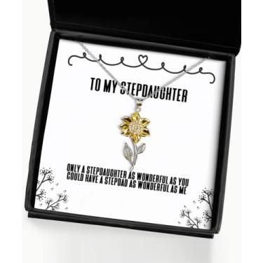 Imagem de SpreadPassion Presentes divertidos para madrinha, apenas uma enteada tão maravilhoso quanto você poderia ter um padrasto, colar com pingente de girassol da mãe