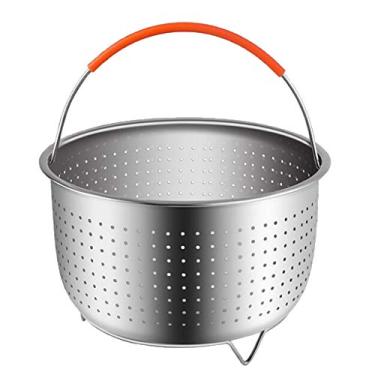 Imagem de Cesta de vaporizador para panela de 6 L, inserção de aço inoxidável com alça e pés, acessórios para vaporizar vegetais, frutas e ovos
