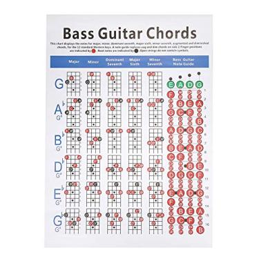 Imagem de RiToEasysports Tabela de acordes de guitarra, pôster de gráfico de treino de dedo de guitarra baixo, 4 cordas para iniciantes, acessórios de instrumento musical, acessório de desempenho