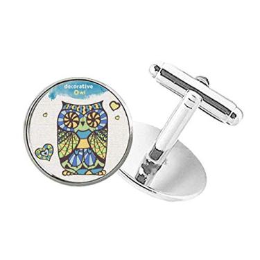 Imagem de DIYthinker Abotoaduras decorativas de coruja com botões redondos