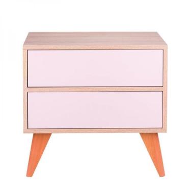 Imagem de Mesa de Cabeceira com Portas Bréscia Carvalho e Rosa Claro