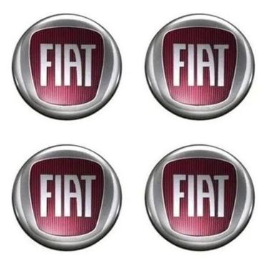 Imagem de Jogo Emblema Resinado Fiat Vermelho Roda Calota Centro 48mm