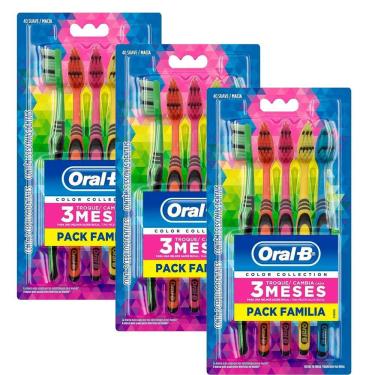 Imagem de Kit 3 Escova Dental Oral-B Color Collection Pack Familiar
