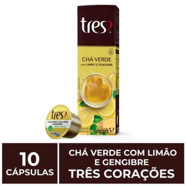 Imagem de 10 Cápsulas Três Corações, Chá Verde com Limão e Gengibre
