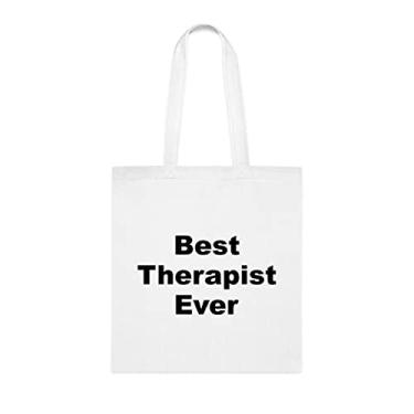 Imagem de Bolsa tote para terapeuta, Sacola Best Therapist Ever (Best Therapeuta), Presente para terapeuta, Bolsa de ombro para terapeuta, Bolsas reutilizáveis para terapeuta, Ideia de de Natal, Branco