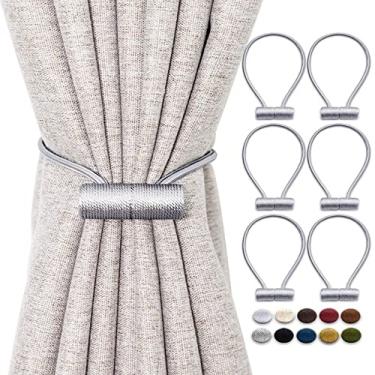 Imagem de Gravata de cortina de fivela de cortina magnética 2 pacote 16quot; Suporte de cortina decorativo para cortina, cinza, 2 peças