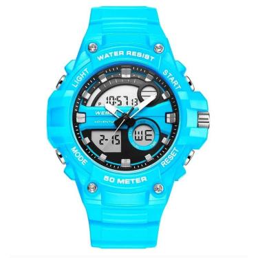 Imagem de Relógio masculino digital esportivo azul claro weide wa3j8010 analógico