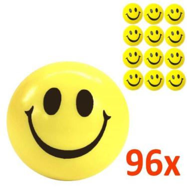 Imagem de Kit 96 Bolinhas Amarela Smile Massagem Apertar Anti Stress - Garota Bo
