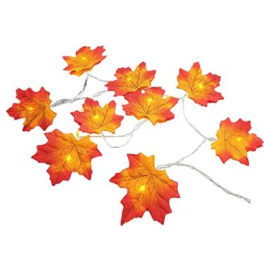 Imagem de Tingpai 20 pés 40 leds luzes de cordas de fada do dia das bruxas luzes suspensas em forma de folha de bordo luz b nca quente à prova d'água deco tiva ope da por bateria