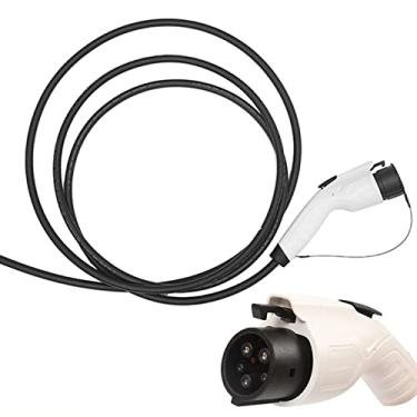 Imagem de Carregador portátil EV (32 Amp, 110 V-240 V, cabo de 5 m/16,4 pés), estação de carregamento EV com plugue de carregador de veículo elétrico J1772 EVs IP65 impermeável, branco, 5 m