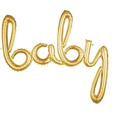 Imagem de Amscan Gold Baby 3D Script Foil Balloon - 1pc, One Size (39 Inches)