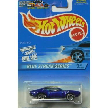 Imagem de Hot Wheels Mattel 1997 Blue Streak Series 1:64 Scale Blue Olds 442 Die Cast Car 1/4