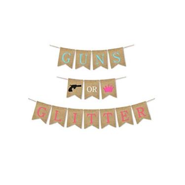 Imagem de Banner de Bandeja para Meninos ou Meninas com Banner de Glitter Revelar Suprimentos de Festa para Decorações de Festa, Decoração Exclusiva de Chá de Bebê