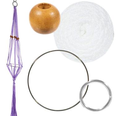 Imagem de Craft County Kits de cabide de plantas de macramé – Cordão de 4 mm – Faz cabide de planta longo de 106 cm (branco)