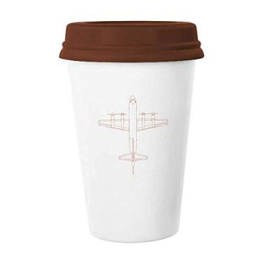 Imagem de Diagrama de Arma de Avião Arte Déco Presente Caneca Moderna Copo Copo de Cerâmica Tampa