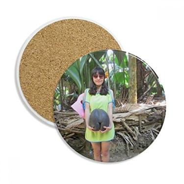 Imagem de Caneca de Coqueiro Tropic Ellie Yao Beautiflu Girl Porta-copos Caneca de Proteção de Mesa Pedra Absorvente