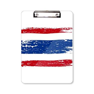 Imagem de Desenho em aquarela Bandeira da Tailândia Ilustração Prancheta Pasta Bloco de Escrita Placa de Base A4