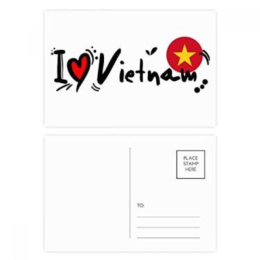 Imagem de I Love Vietnam Palavra Bandeira Love Coração Ilustração Cartão Postal Aniversário Mailing Cartão de Felicitação