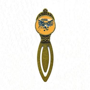 Imagem de Marcador de página de etiqueta azul laranja caveira asas grafite rua marcador de livro retrô para escritório