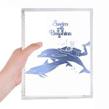 Imagem de Caderno de anotações com golfinhos ilustrado com folhas soltas diário recarregável artigos de papelaria