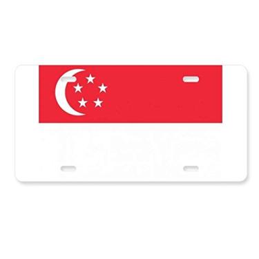Imagem de DIYthinker Bandeira nacional de Singapura, país da Ásia, placa de licença decoração de aço inoxidável para automóveis