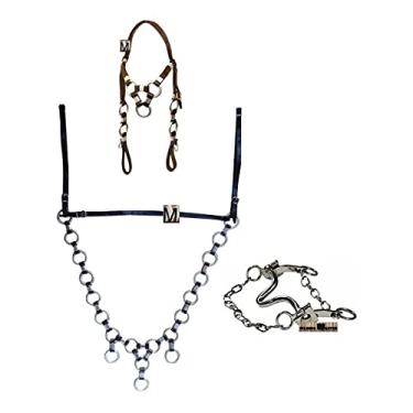 Imagem de Selaria Master - Peitoral e Freio para Cavalo, Estilo Clássico, com 3 Argolas e Regulagem Lateral