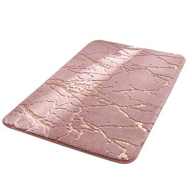 Imagem de MuYiYi11 Tapete de porta antiderrapante absorvente de água poliéster retangular tapete para uso diário rosa 6090 cm