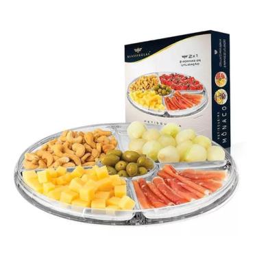 Imagem de Petisqueira De Vidro 2 Em 1 Prato Servir 31x31 