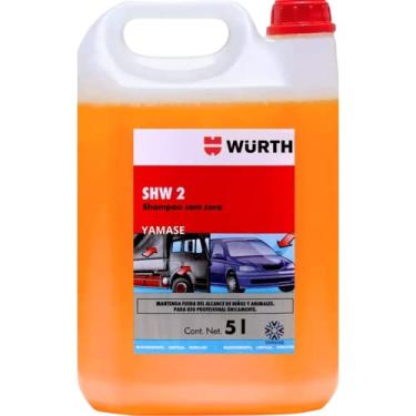 Imagem de Detergente Lava Autos Shampoo Automotivo com Cera Lava Carro Moto Caminhão Carnauba Shw2 5L Wurth