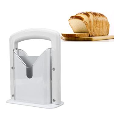 Imagem de Asixxsix Cortador de bagel, guilhotina de pão multifuncional ABS, máquina de cortar pão manual com escudo de segurança transparente para pães, muffins e rolos caseiros e comerciais, alça fácil de segurar