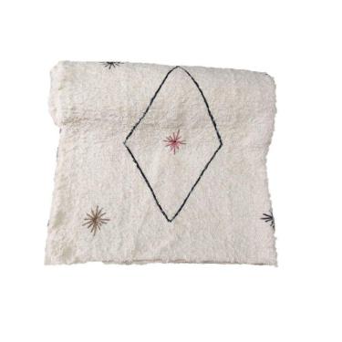 Imagem de Tapete Para Sala Cru E Preto Bordado Losango 2.00X2.50