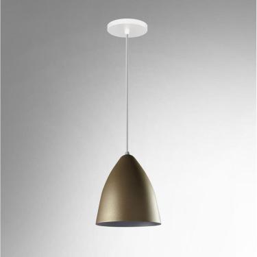 Imagem de Lustre Pendente Modelo Vegas Luxo Dourado Com Branco