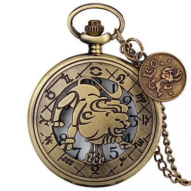 Imagem de ZALTAS relógio de bolso retro bronze relógio acessórios quartzo pingente relógio colar corrente