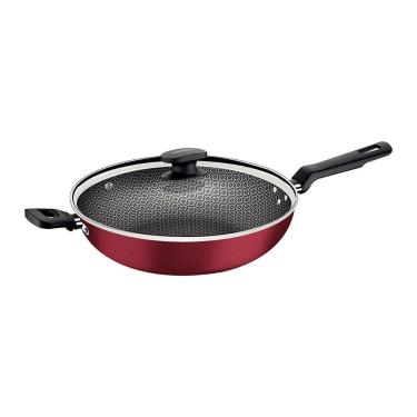 Imagem de Wok Com Cabo Loreto Alumínio Revestimento Antiaderente 28 cm 3,3 l Vermelho - Tramontina 20394728