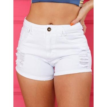 Imagem de Shorts Jeans Feminino Barra Branco Premium - Fortmoda