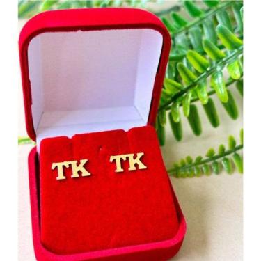 Imagem de Brinco 2 Letras Personalizado Banhado A Ouro 18k